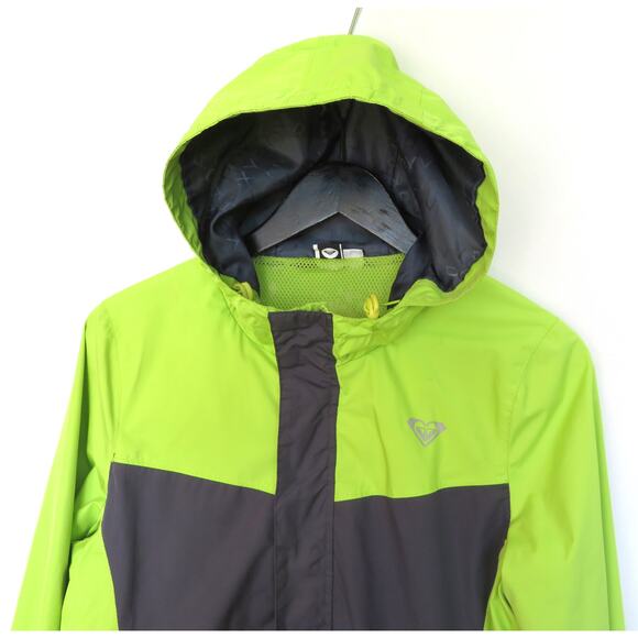 ROXY Hooded Windbreaker Raincoat Lined Light Jacket Women Sz XL Green/Black - Picture 3 of 11